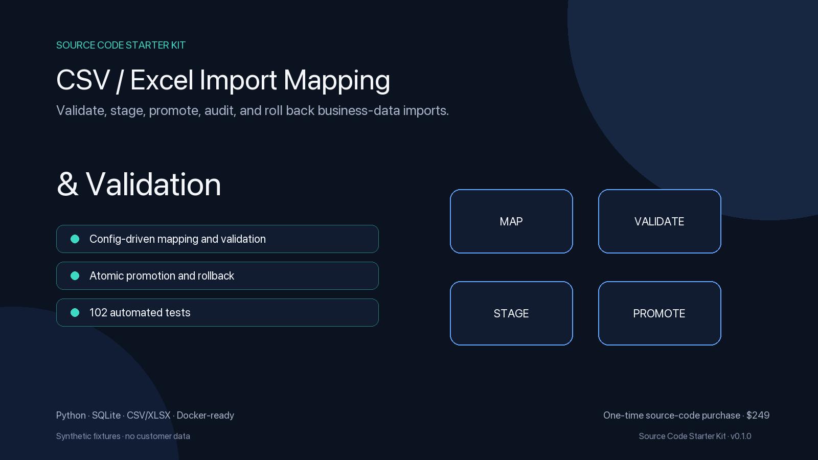 CSV / Excel Import Mapping & Validation Starter Kit for Python preview