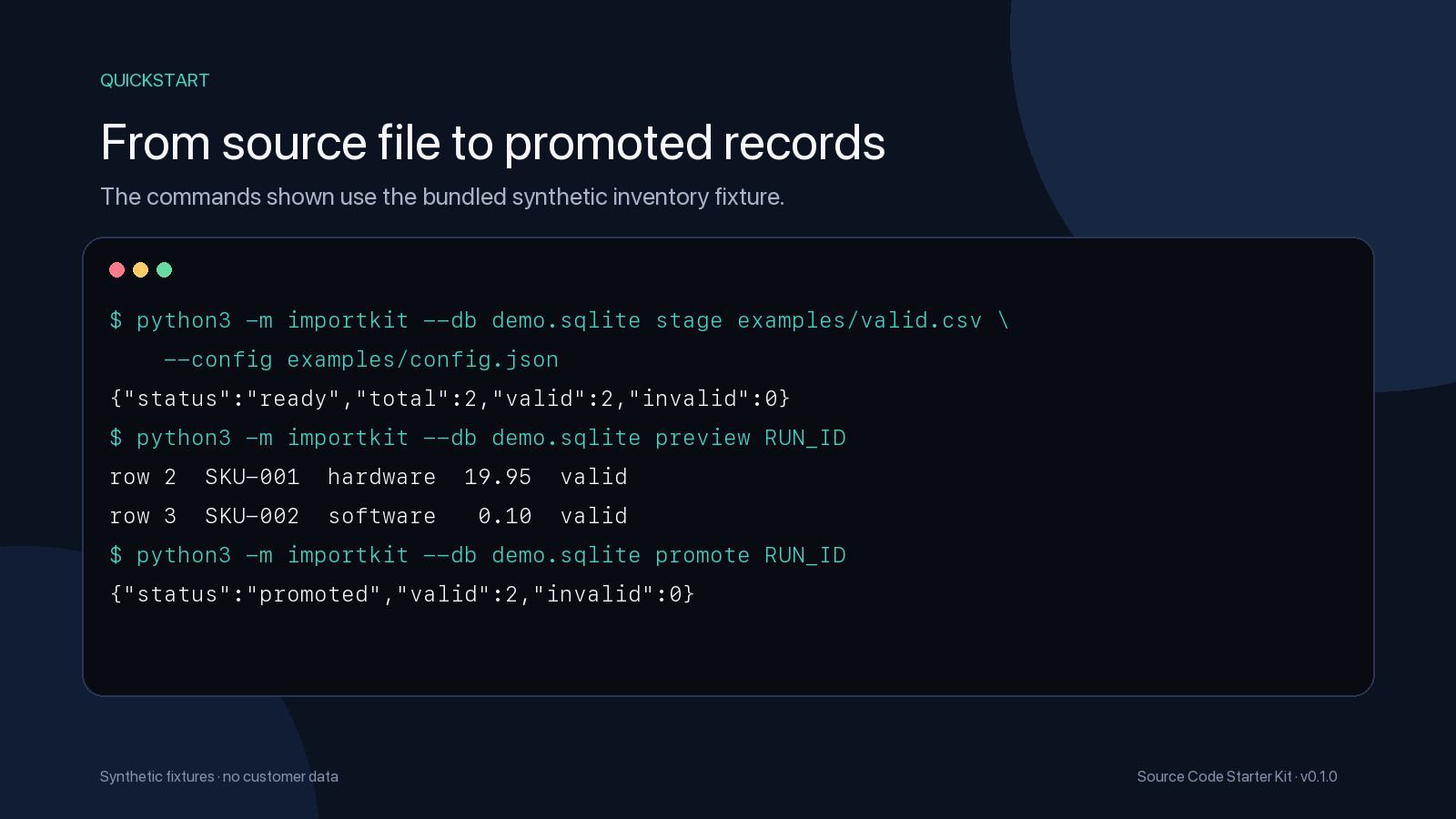 CSV import CLI quickstart