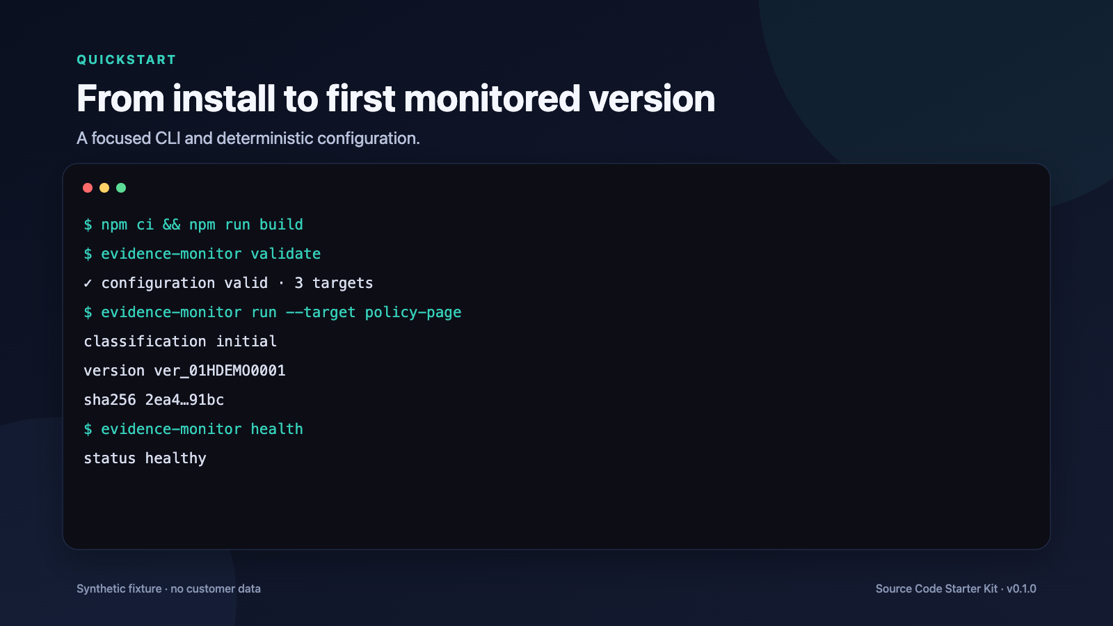 Evidence Monitor CLI quickstart