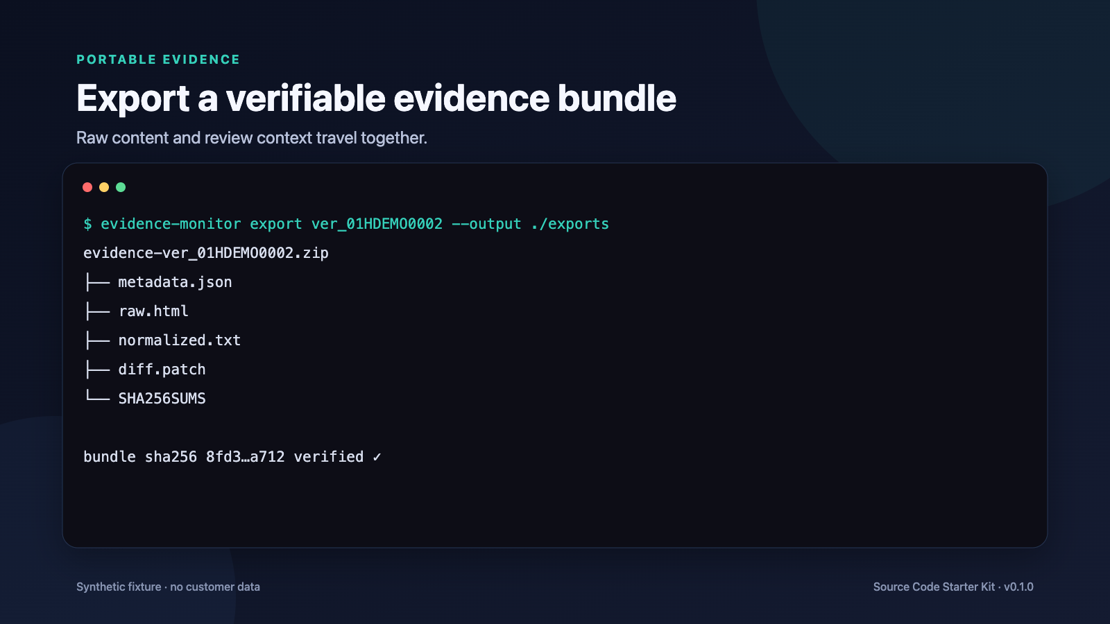 Evidence Monitor export bundle