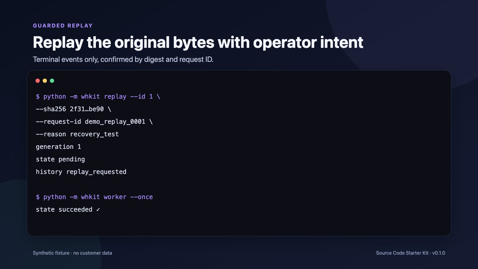 Guarded exact-payload replay